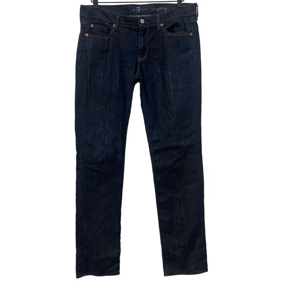 7 For All Mankind Denim - 7 for All Mankind Womens Low rise Straight Leg Dark Blue Jeans Size 32 HEMMED